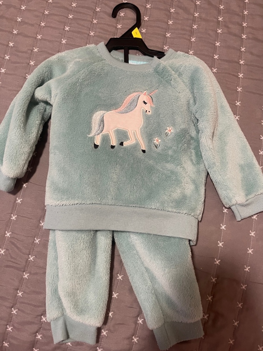 Plush Mint Unicorn Kids Pajama Set